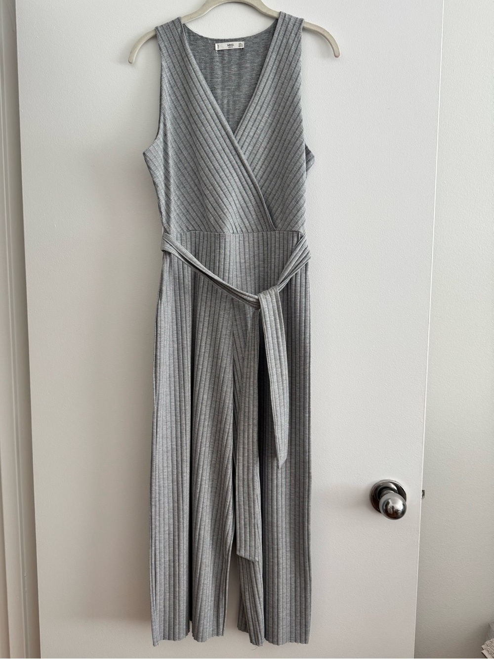 Mango Ribbed V-Neck Jumpsuit in Gray (new without tags)